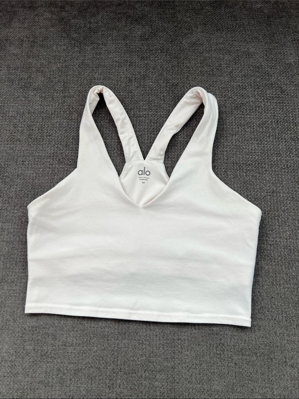 ALO Yoga White V-Neck Racerback Crop Tank